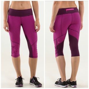 Lululemon Raspberry Stripe Run For Your Life Crop